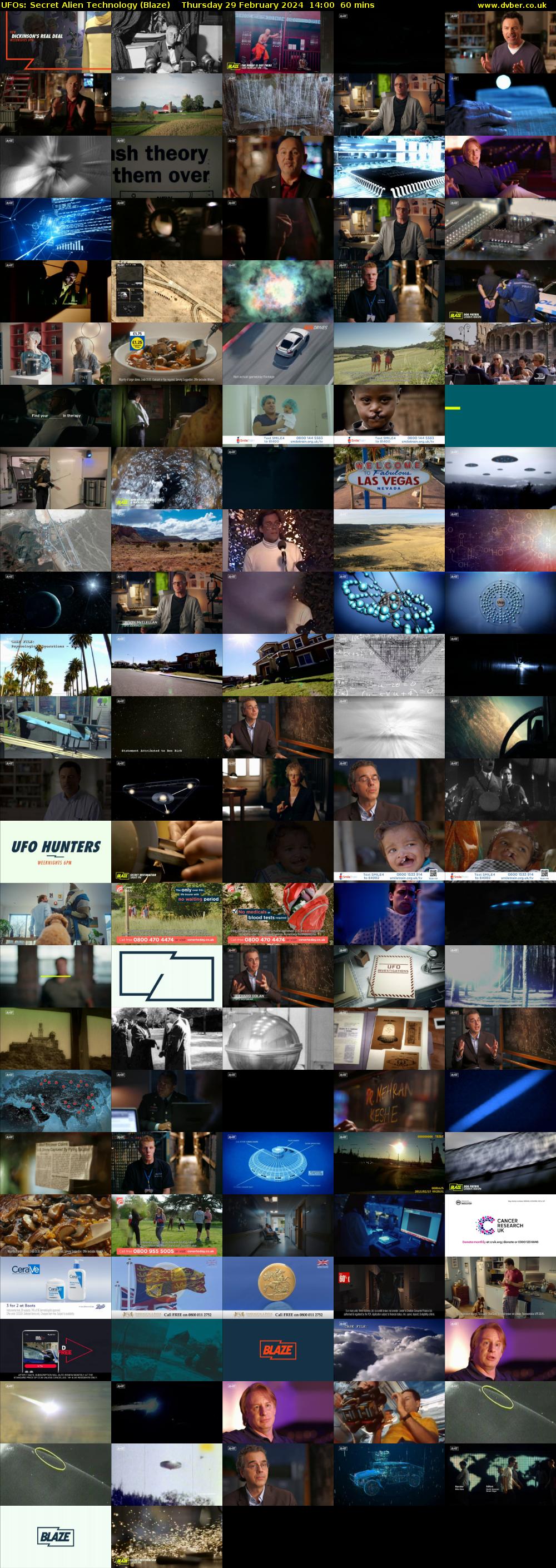 UFOs: Secret Alien Technology (Blaze) Thursday 29 February 2024 14:00 - 15:00