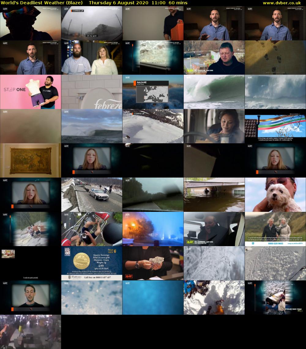 World's Deadliest Weather (Blaze) Thursday 6 August 2020 11:00 - 12:00