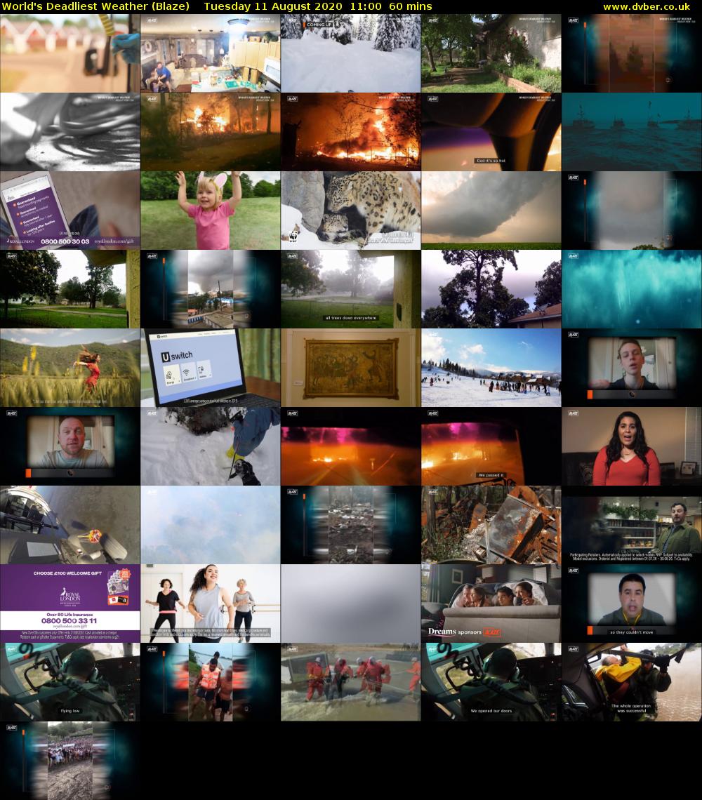 World's Deadliest Weather (Blaze) Tuesday 11 August 2020 11:00 - 12:00