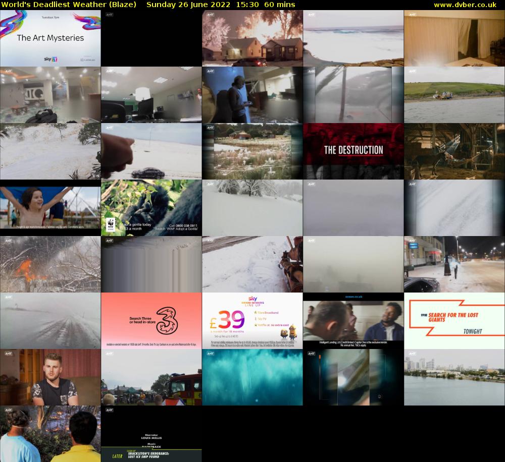 World's Deadliest Weather (Blaze) Sunday 26 June 2022 15:30 - 16:30