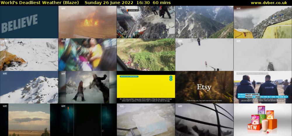 World's Deadliest Weather (Blaze) Sunday 26 June 2022 16:30 - 17:30