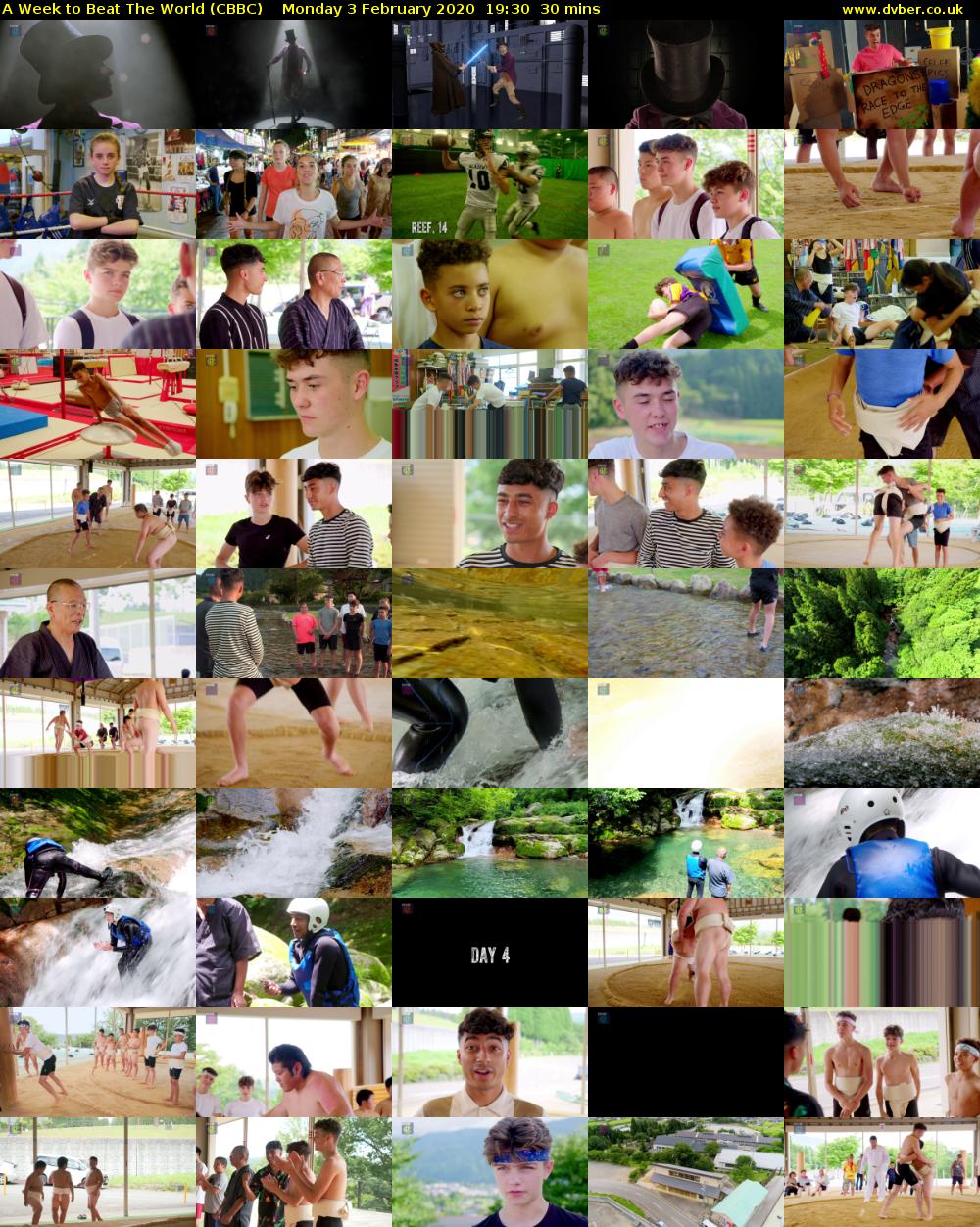 A Week to Beat The World (CBBC) Monday 3 February 2020 19:30 - 20:00