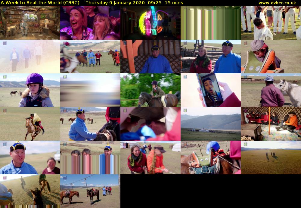 A Week to Beat the World (CBBC) Thursday 9 January 2020 09:25 - 09:40