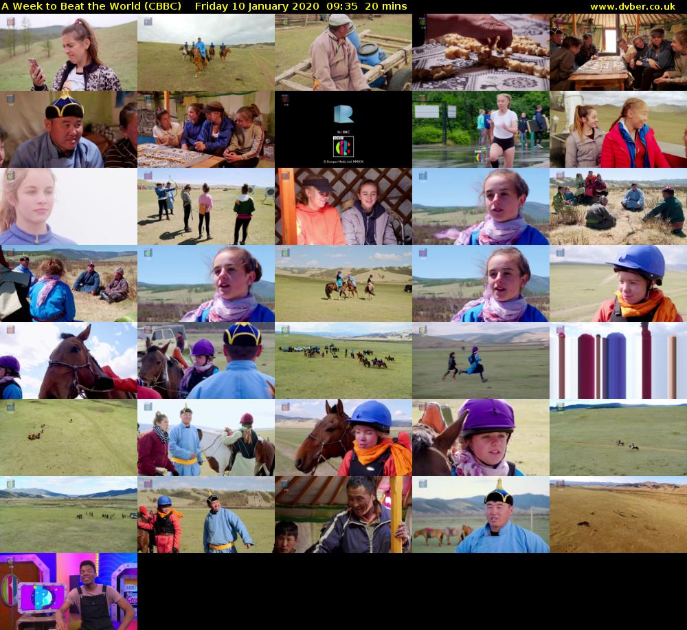 A Week to Beat the World (CBBC) Friday 10 January 2020 09:35 - 09:55