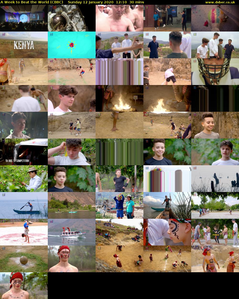 A Week to Beat the World (CBBC) Sunday 12 January 2020 12:10 - 12:40