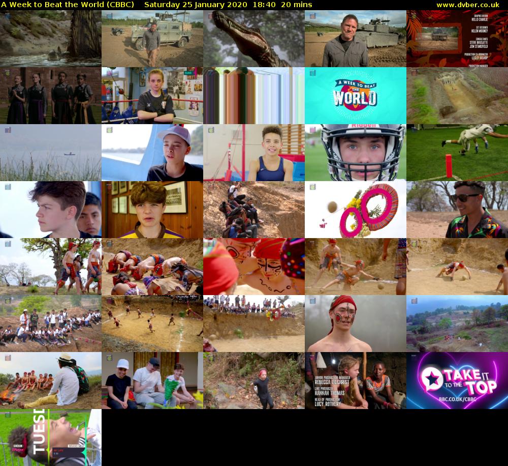 A Week to Beat the World (CBBC) Saturday 25 January 2020 18:40 - 19:00