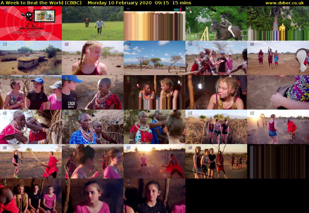 A Week to Beat the World (CBBC) Monday 10 February 2020 09:15 - 09:30