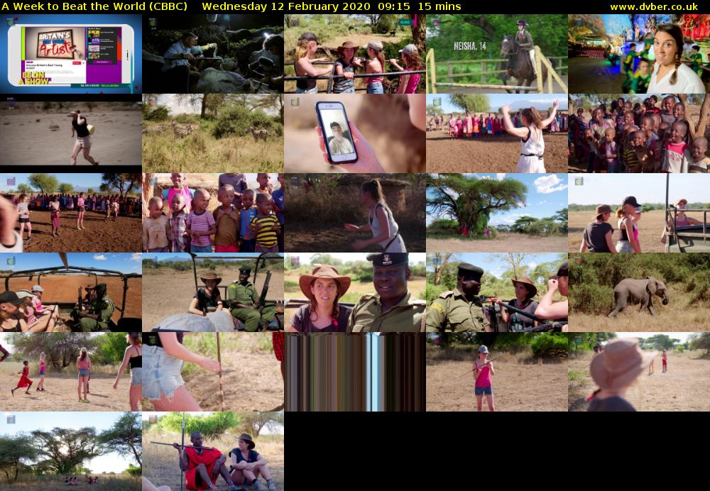 A Week to Beat the World (CBBC) Wednesday 12 February 2020 09:15 - 09:30