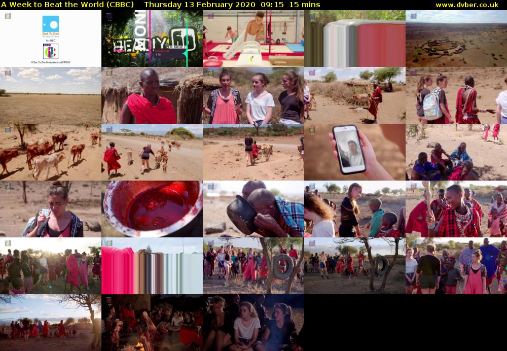 A Week to Beat the World (CBBC) Thursday 13 February 2020 09:15 - 09:30