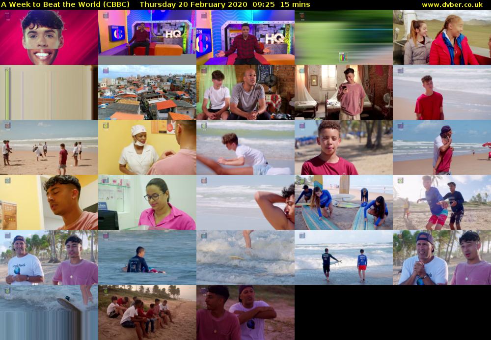 A Week to Beat the World (CBBC) Thursday 20 February 2020 09:25 - 09:40