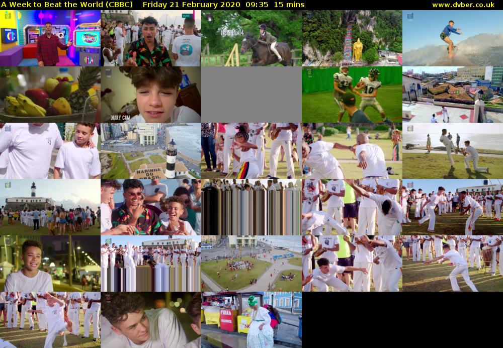 A Week to Beat the World (CBBC) Friday 21 February 2020 09:35 - 09:50