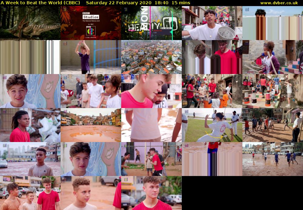 A Week to Beat the World (CBBC) Saturday 22 February 2020 18:40 - 18:55