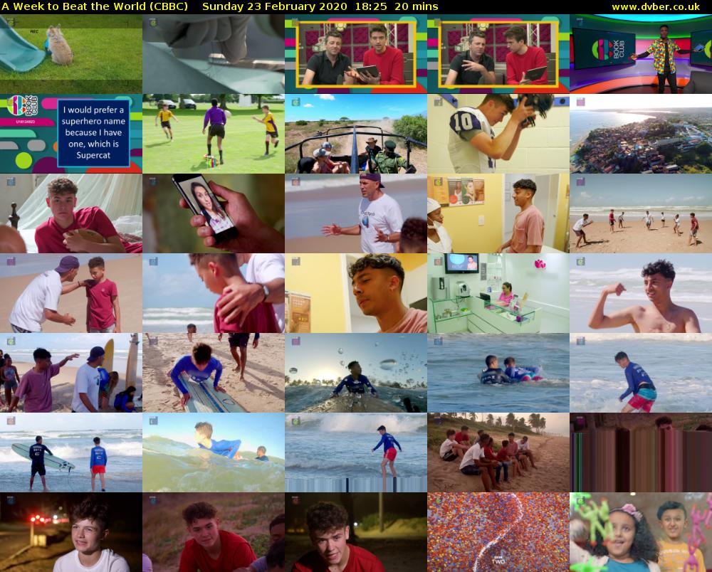 A Week to Beat the World (CBBC) Sunday 23 February 2020 18:25 - 18:45