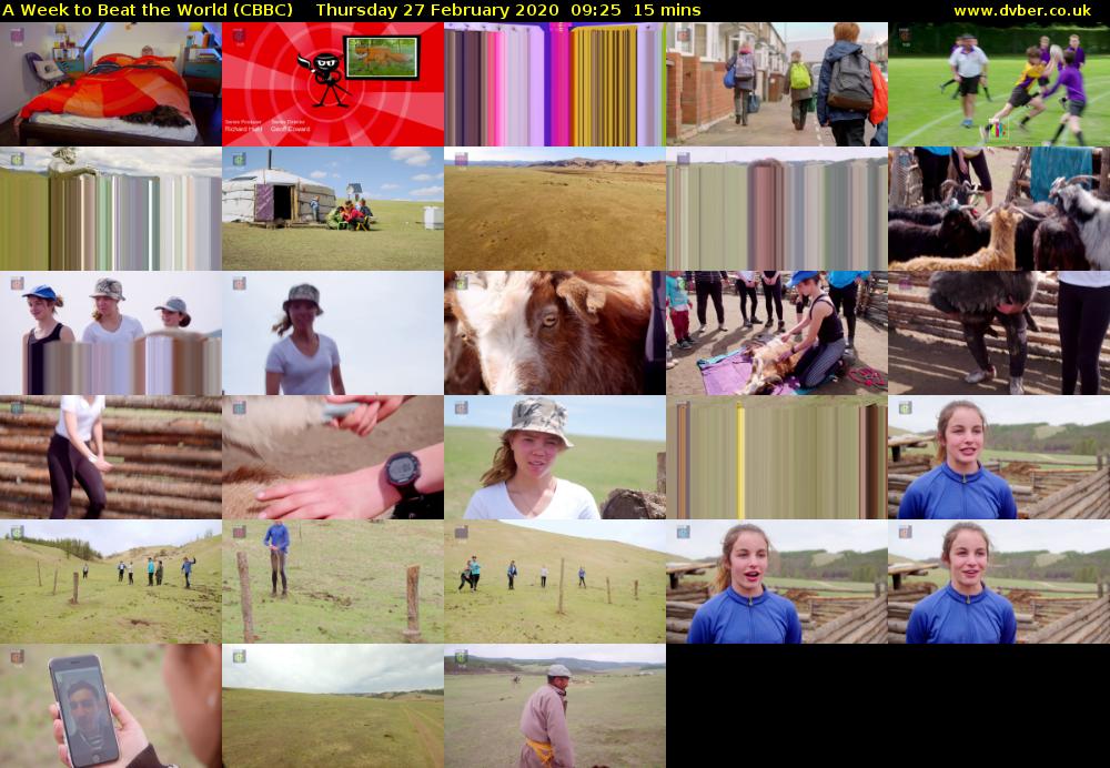 A Week to Beat the World (CBBC) Thursday 27 February 2020 09:25 - 09:40