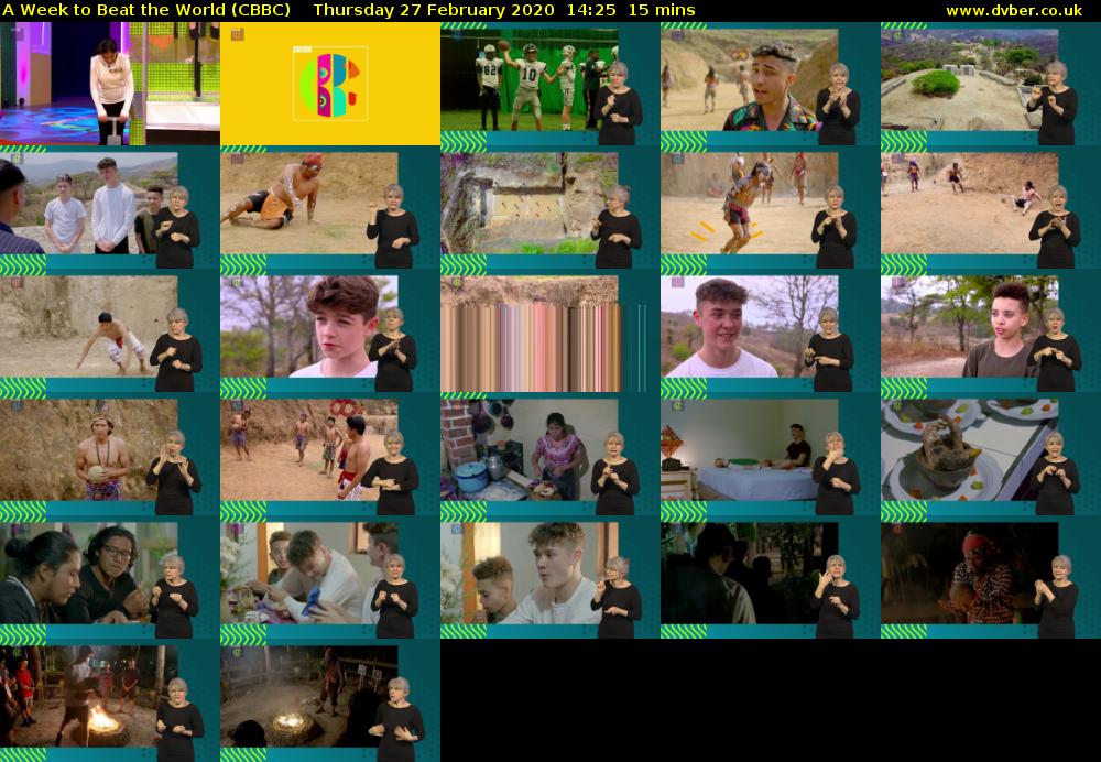 A Week to Beat the World (CBBC) Thursday 27 February 2020 14:25 - 14:40