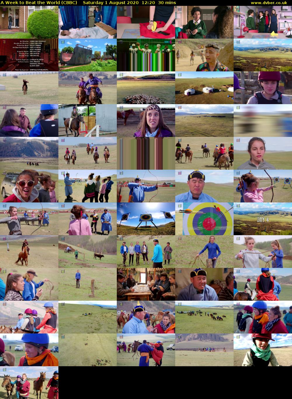 A Week to Beat the World (CBBC) Saturday 1 August 2020 12:20 - 12:50