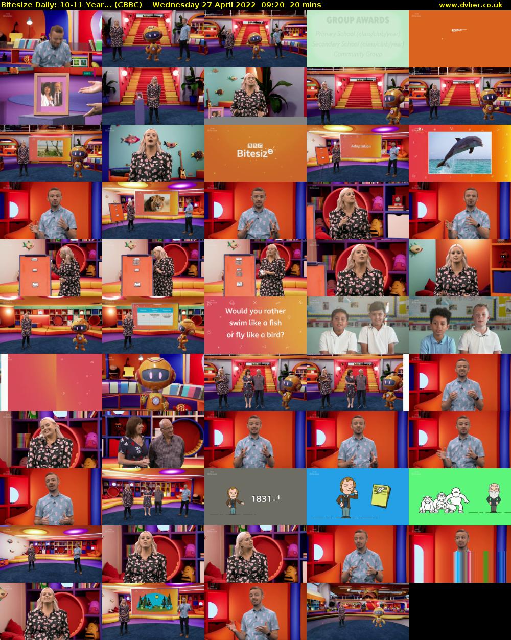 Bitesize Daily: 10-11 Year... (CBBC) Wednesday 27 April 2022 09:20 - 09:40