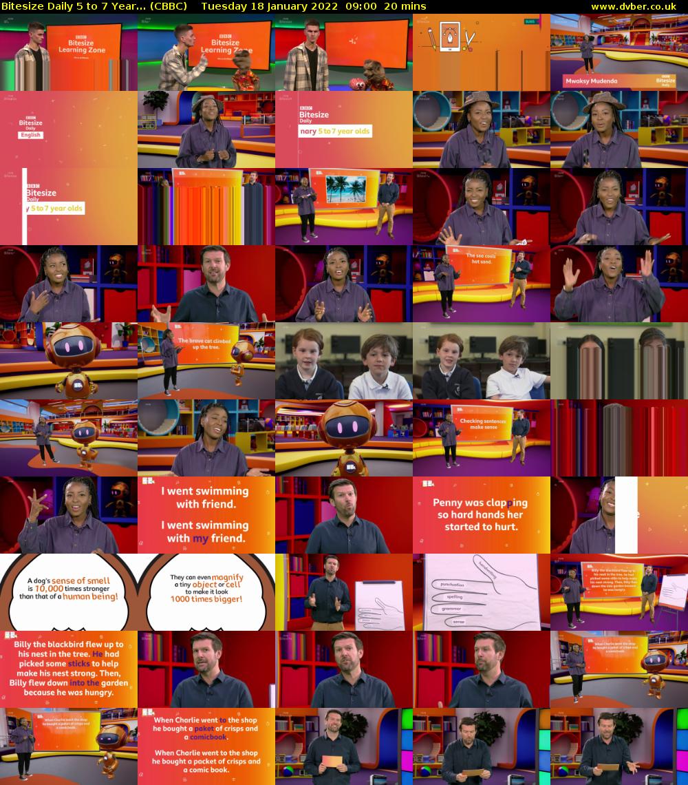 Bitesize Daily 5 to 7 Year... (CBBC) Tuesday 18 January 2022 09:00 - 09:20