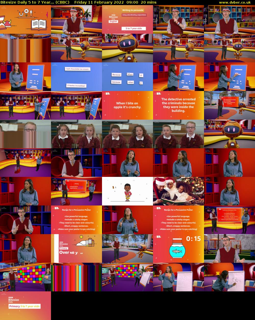 Bitesize Daily 5 to 7 Year... (CBBC) Friday 11 February 2022 09:00 - 09:20