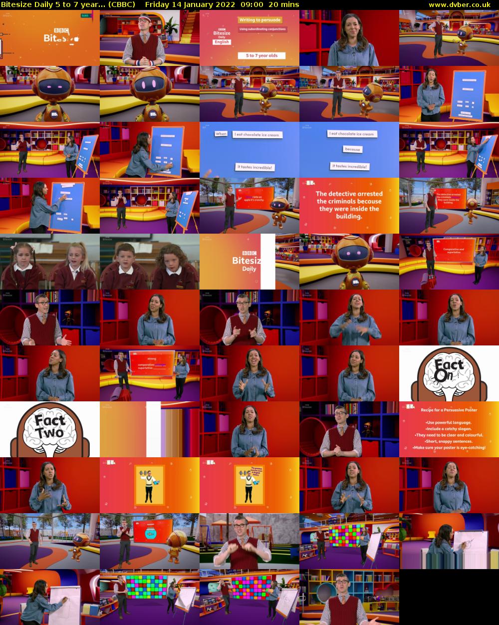 Bitesize Daily 5 to 7 year... (CBBC) Friday 14 January 2022 09:00 - 09:20