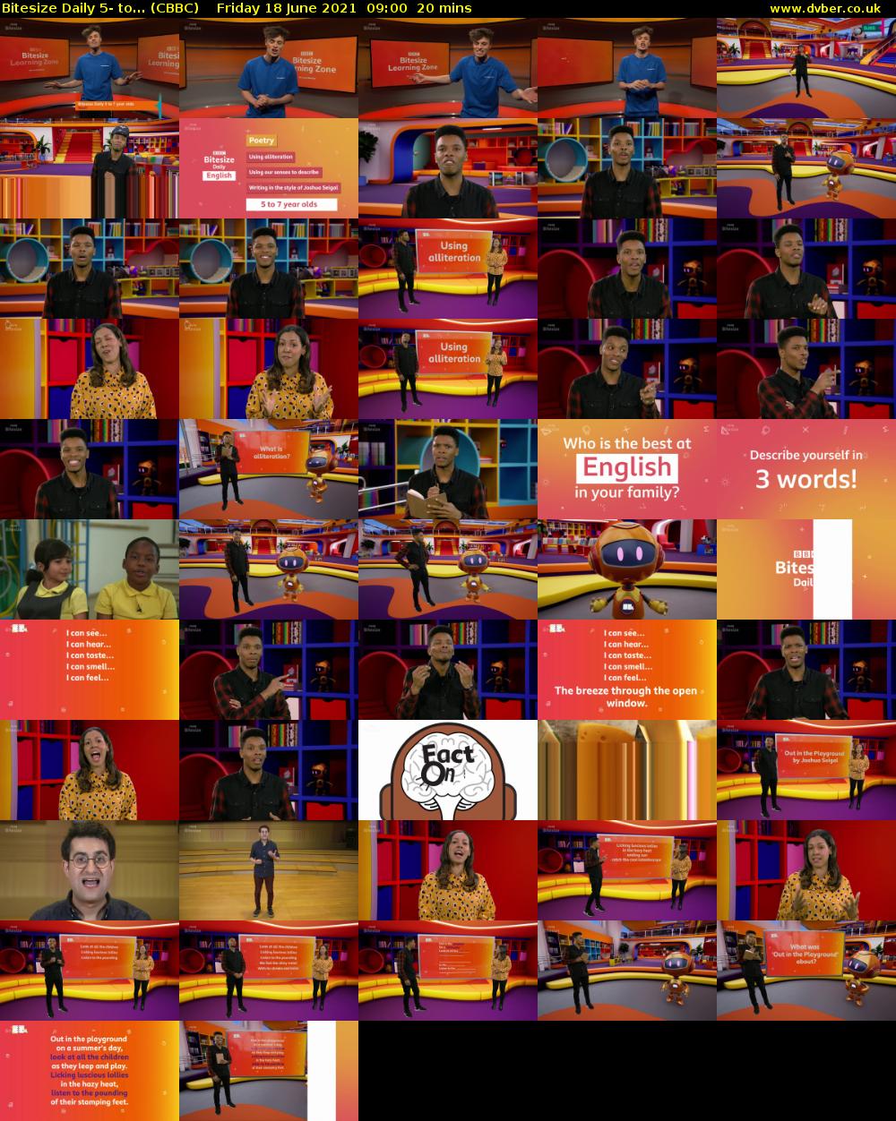 Bitesize Daily 5- to... (CBBC) Friday 18 June 2021 09:00 - 09:20