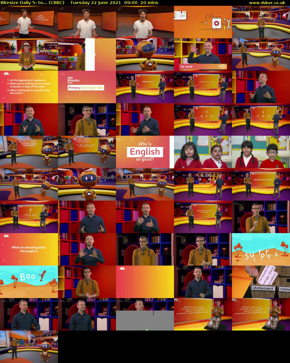 Bitesize Daily 5- to... (CBBC) Tuesday 22 June 2021 09:00 - 09:20