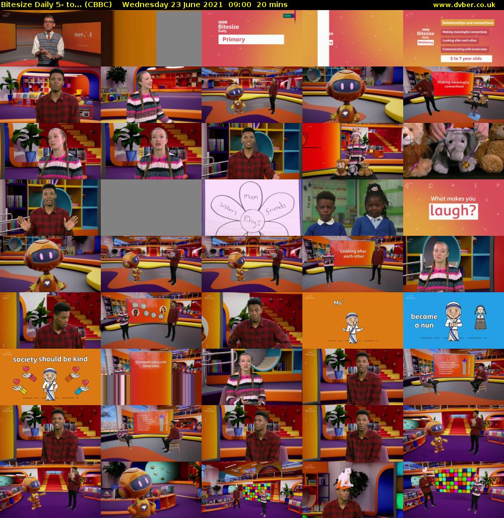 Bitesize Daily 5- to... (CBBC) Wednesday 23 June 2021 09:00 - 09:20