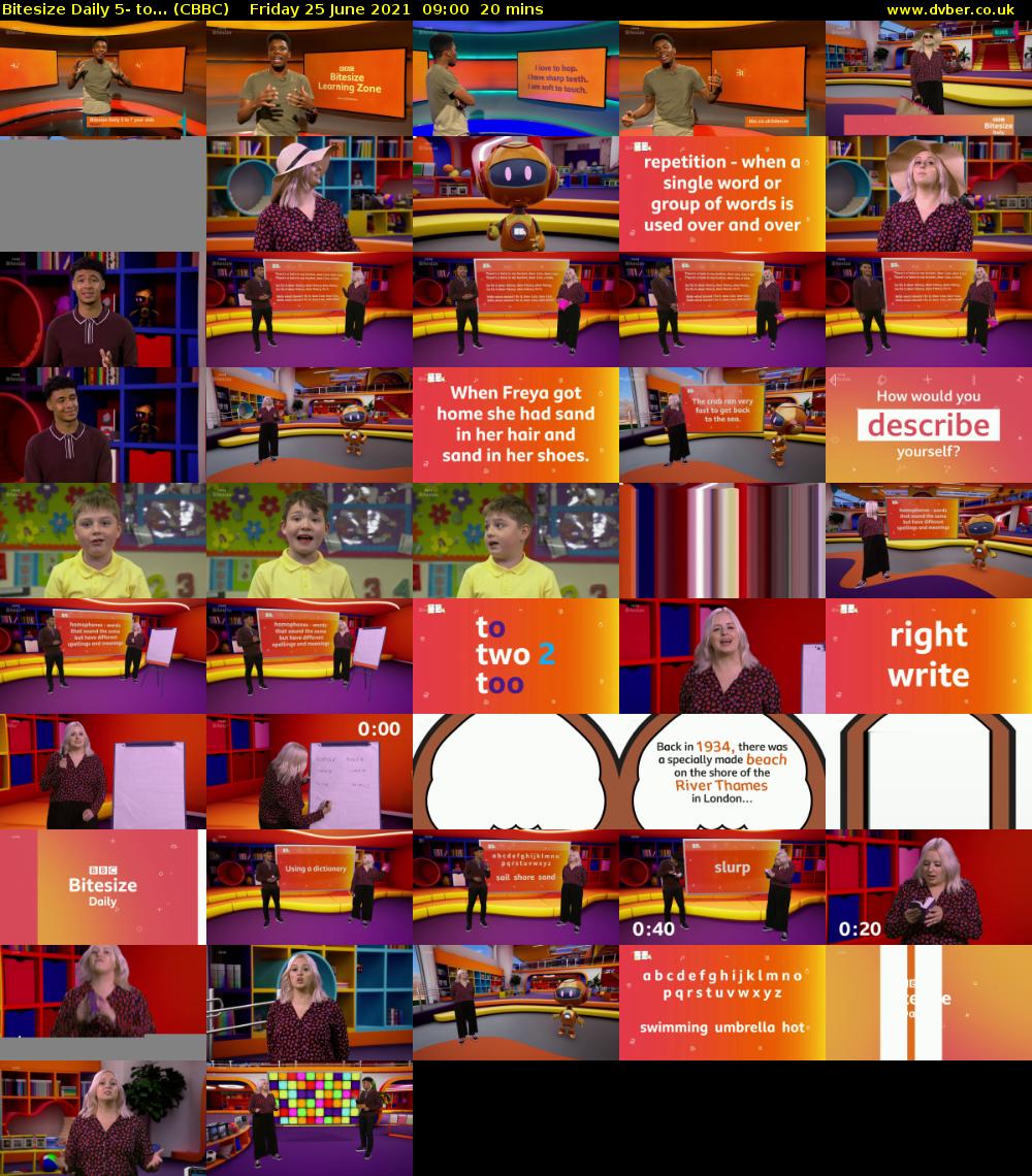 Bitesize Daily 5- to... (CBBC) Friday 25 June 2021 09:00 - 09:20