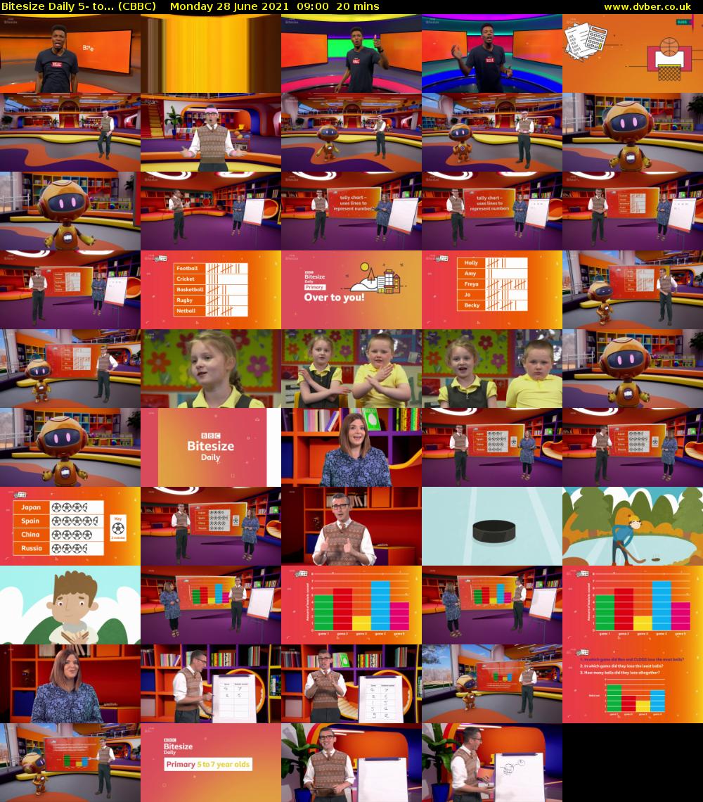 Bitesize Daily 5- to... (CBBC) Monday 28 June 2021 09:00 - 09:20