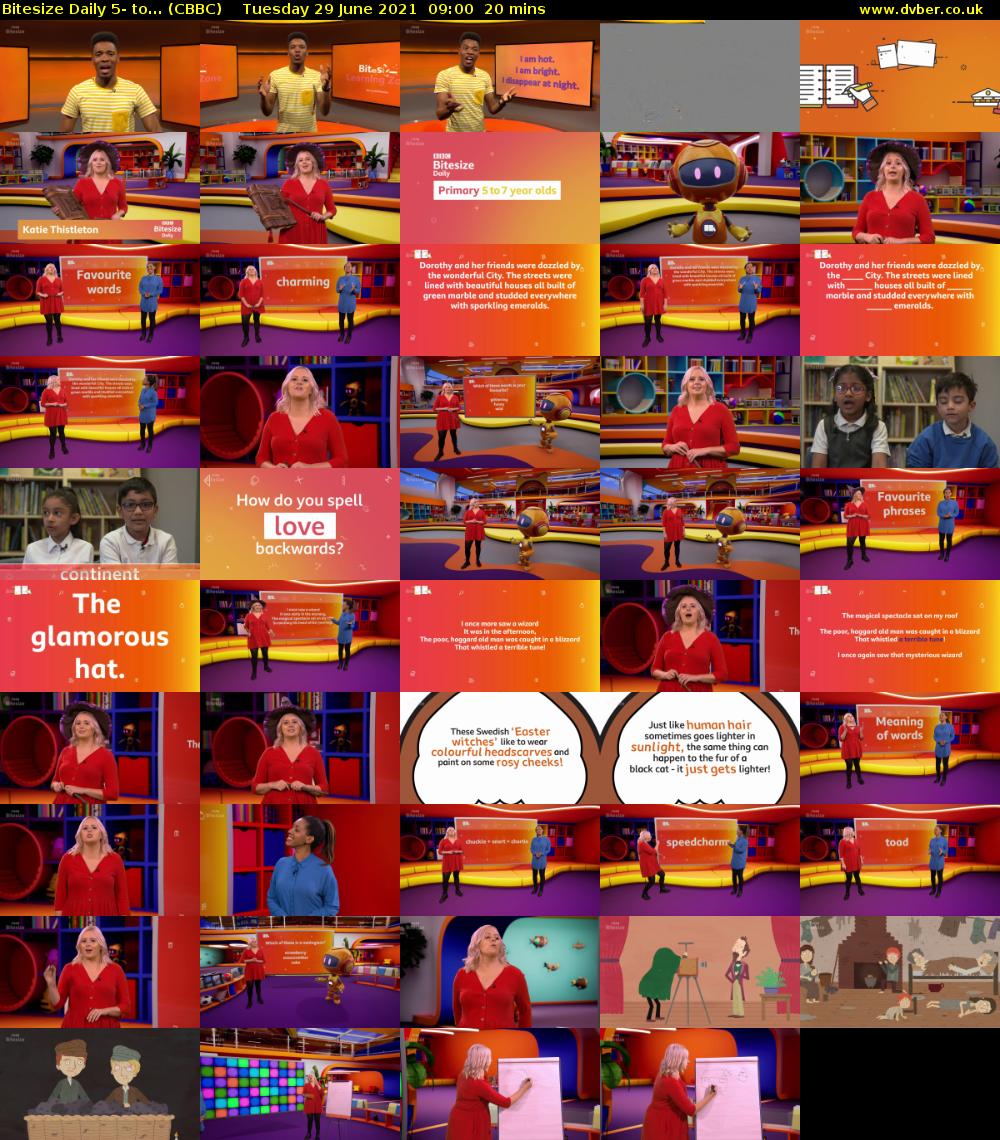 Bitesize Daily 5- to... (CBBC) Tuesday 29 June 2021 09:00 - 09:20