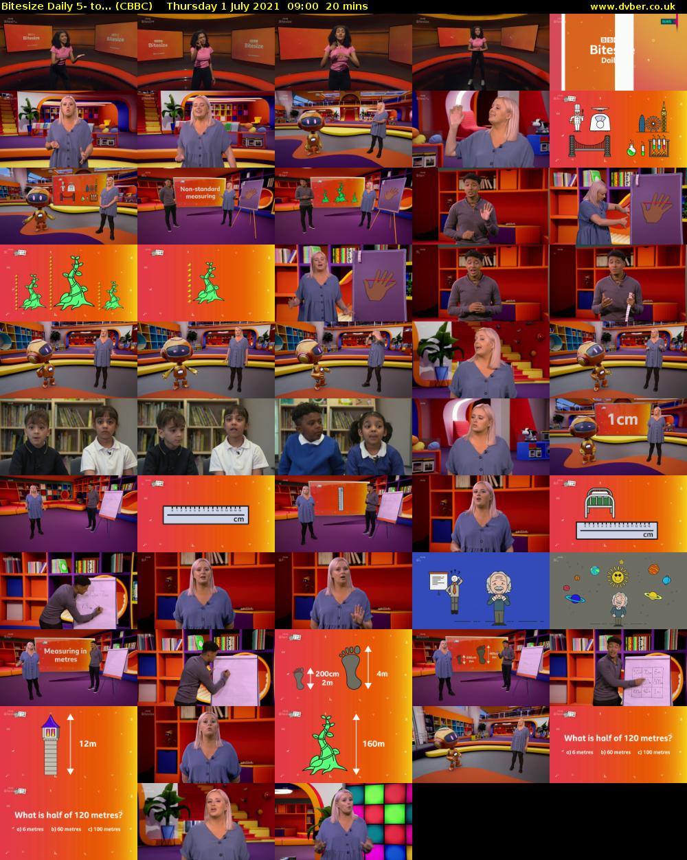 Bitesize Daily 5- to... (CBBC) Thursday 1 July 2021 09:00 - 09:20