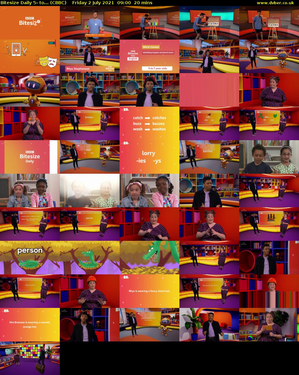 Bitesize Daily 5- to... (CBBC) Friday 2 July 2021 09:00 - 09:20
