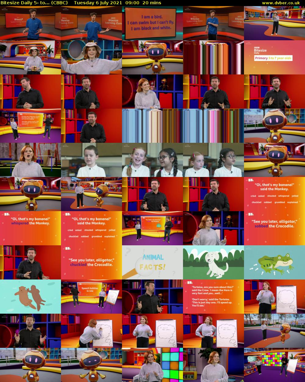 Bitesize Daily 5- to... (CBBC) Tuesday 6 July 2021 09:00 - 09:20