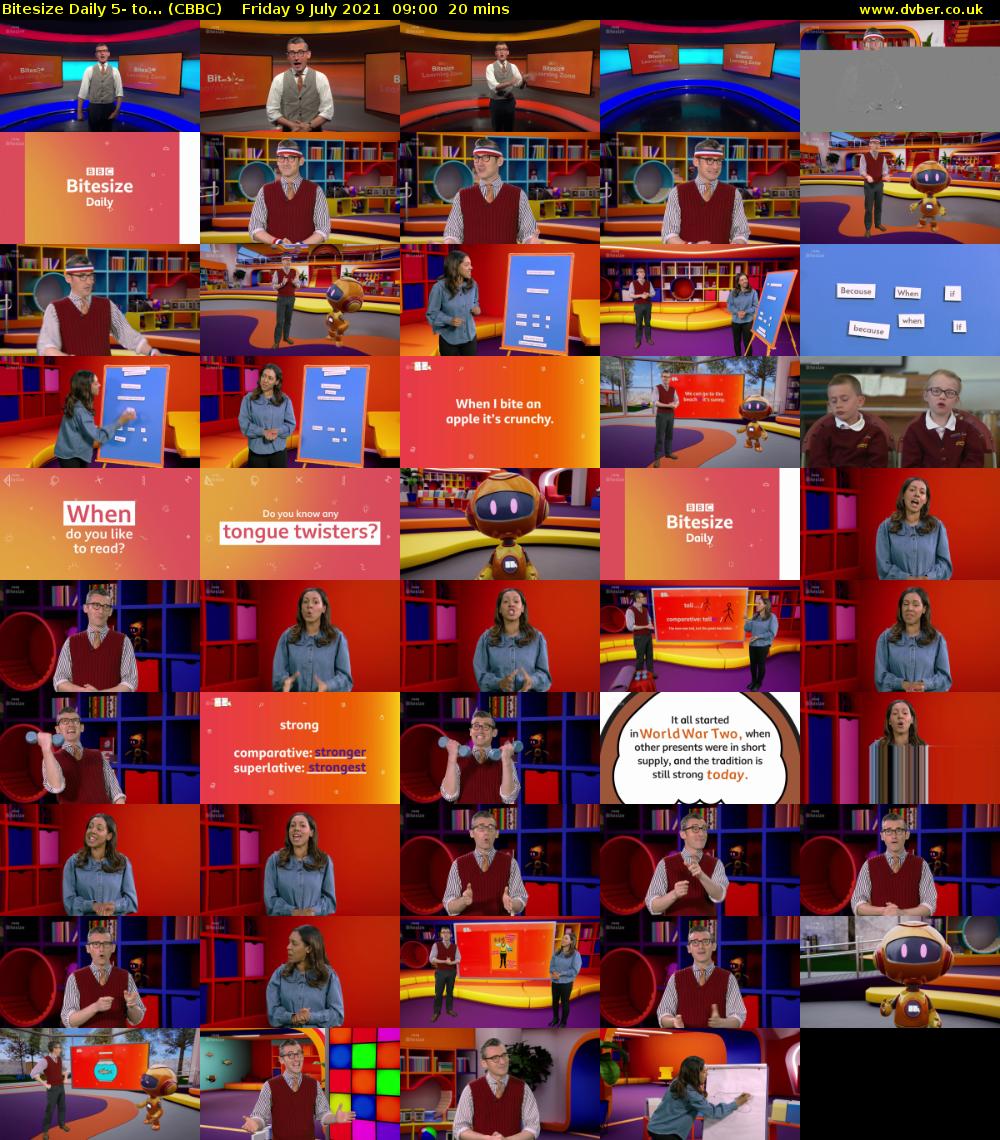 Bitesize Daily 5- to... (CBBC) Friday 9 July 2021 09:00 - 09:20