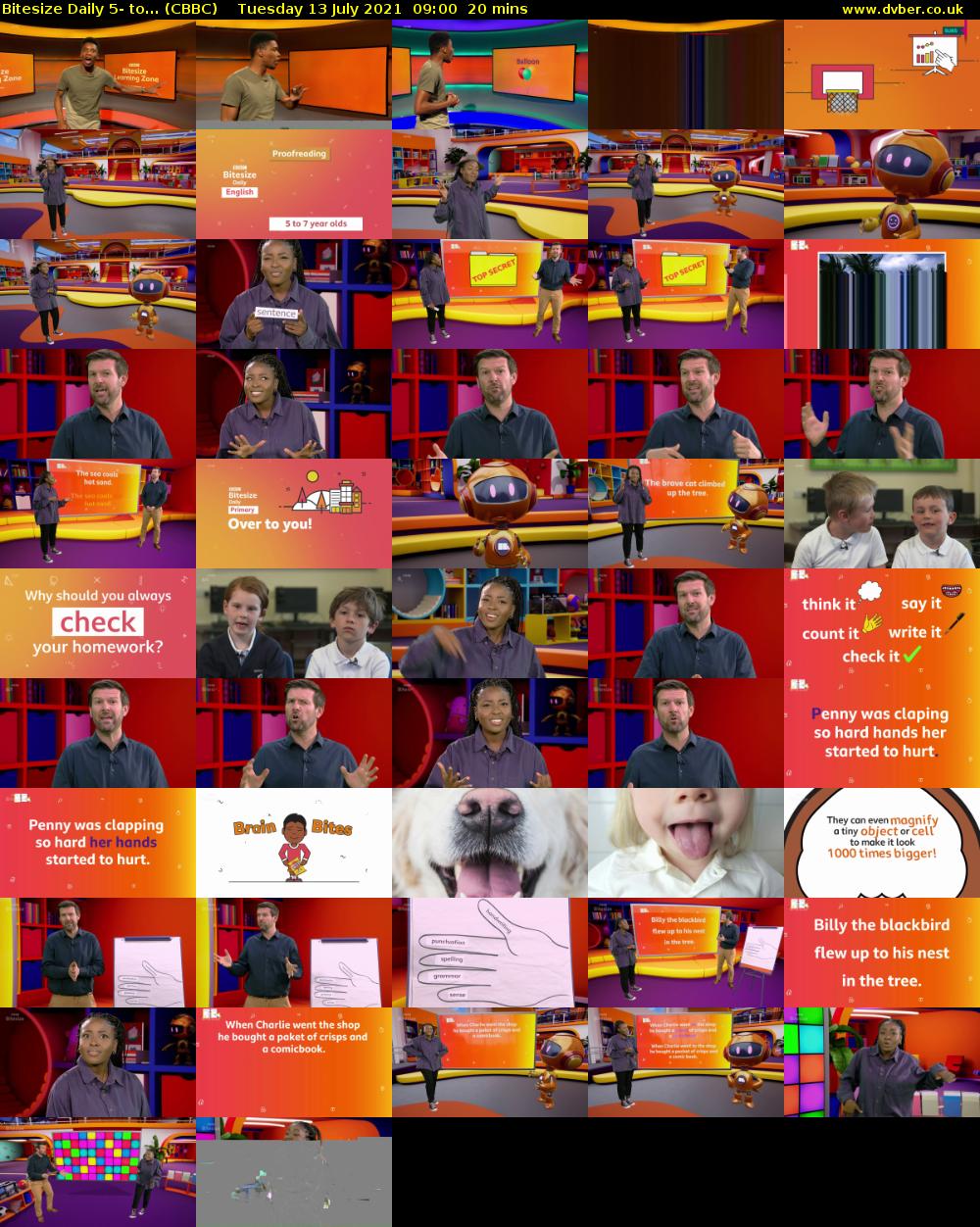 Bitesize Daily 5- to... (CBBC) Tuesday 13 July 2021 09:00 - 09:20
