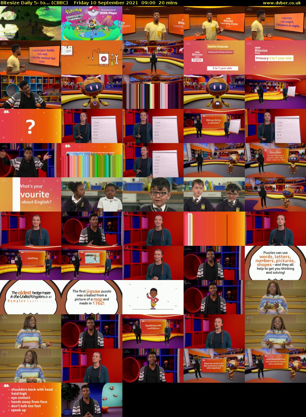 Bitesize Daily 5- to... (CBBC) Friday 10 September 2021 09:00 - 09:20