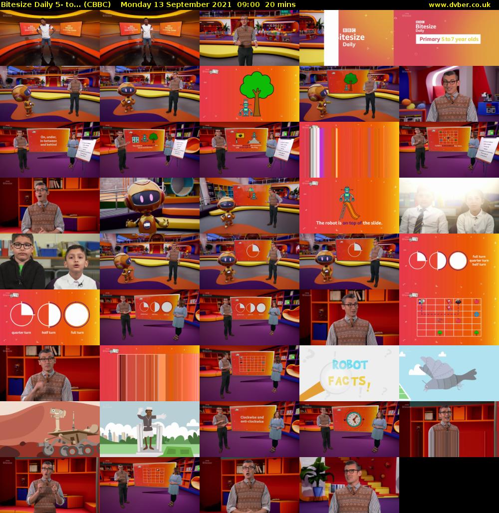 Bitesize Daily 5- to... (CBBC) Monday 13 September 2021 09:00 - 09:20