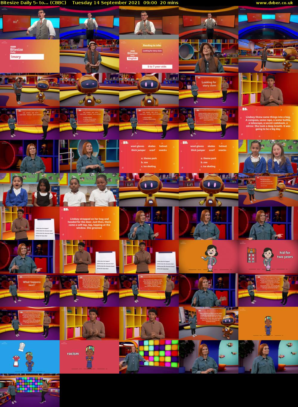 Bitesize Daily 5- to... (CBBC) Tuesday 14 September 2021 09:00 - 09:20