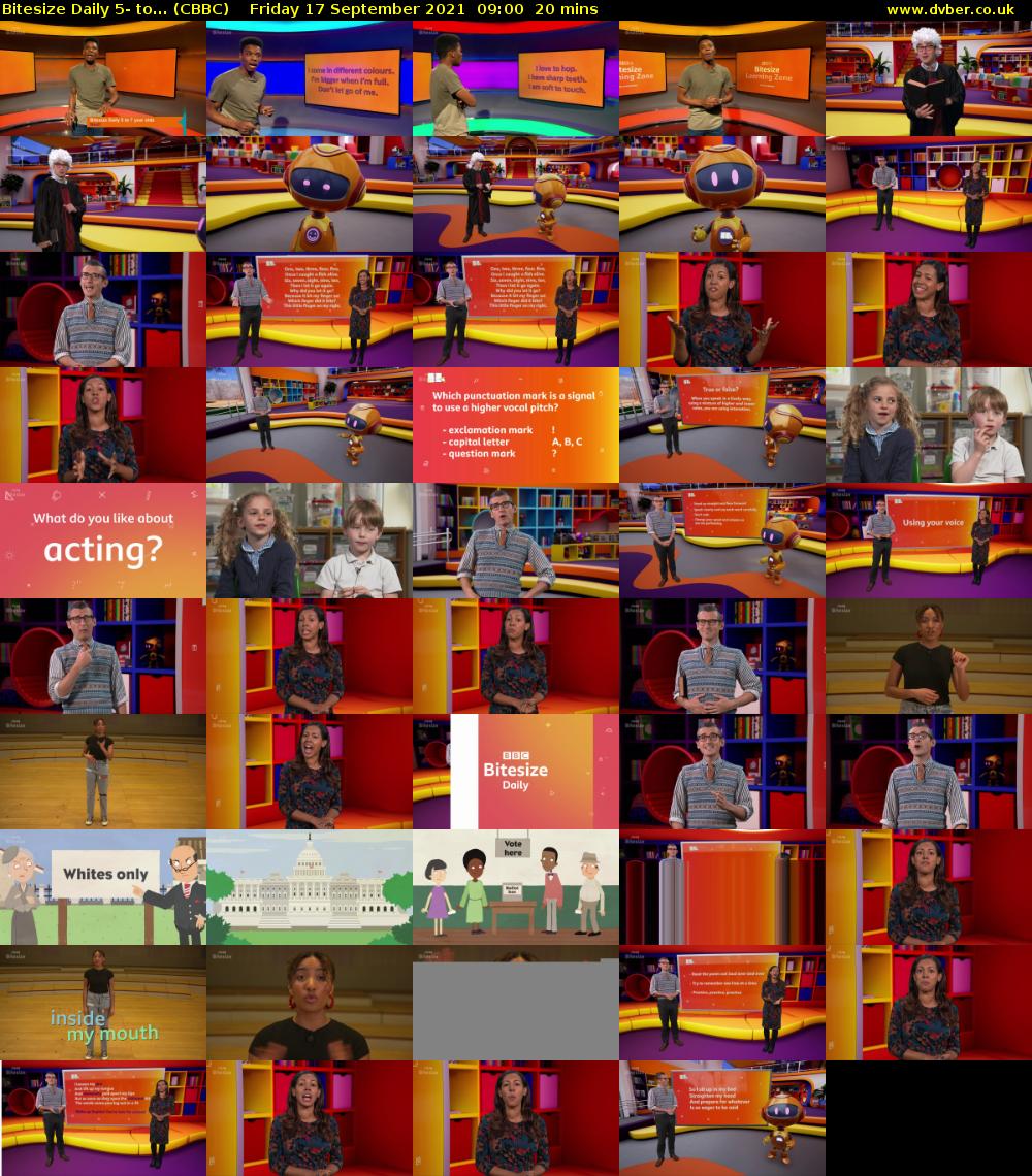 Bitesize Daily 5- to... (CBBC) Friday 17 September 2021 09:00 - 09:20
