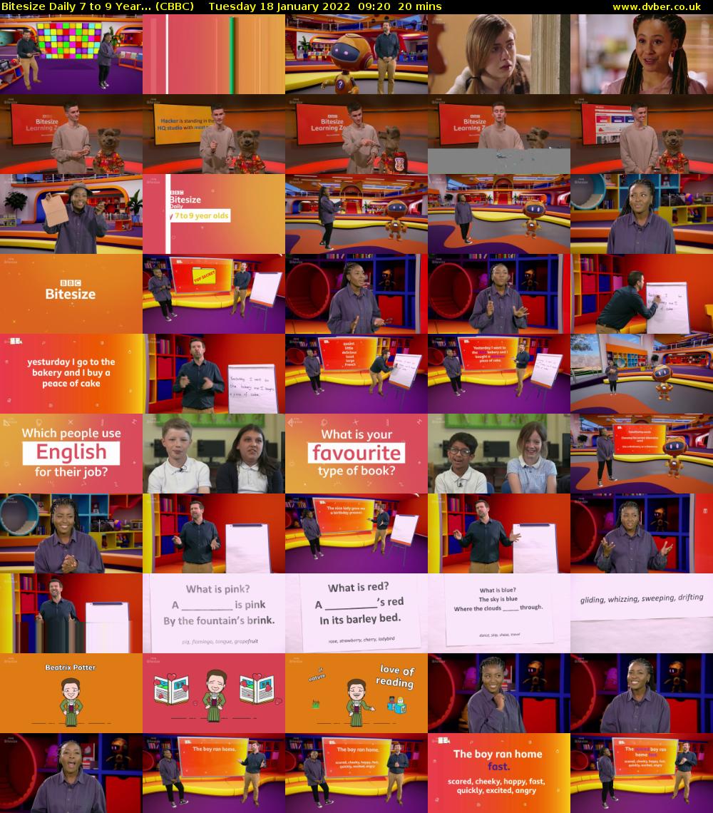 Bitesize Daily 7 to 9 Year... (CBBC) Tuesday 18 January 2022 09:20 - 09:40