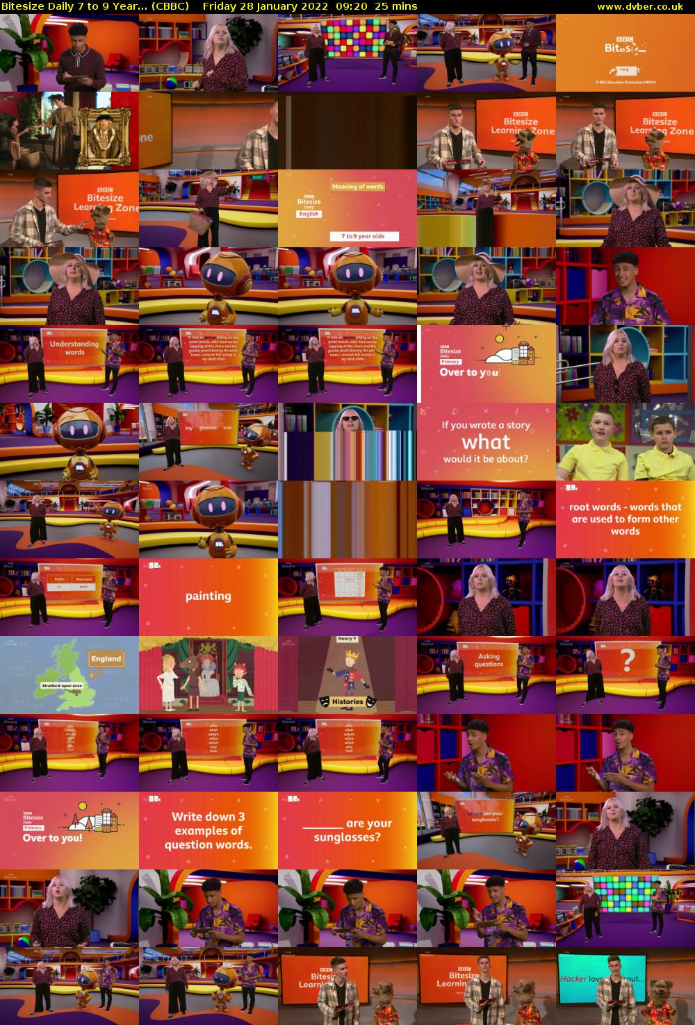 Bitesize Daily 7 to 9 Year... (CBBC) Friday 28 January 2022 09:20 - 09:45