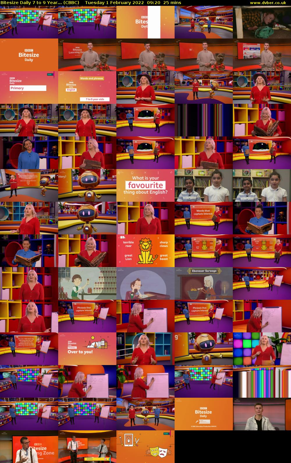 Bitesize Daily 7 to 9 Year... (CBBC) Tuesday 1 February 2022 09:20 - 09:45