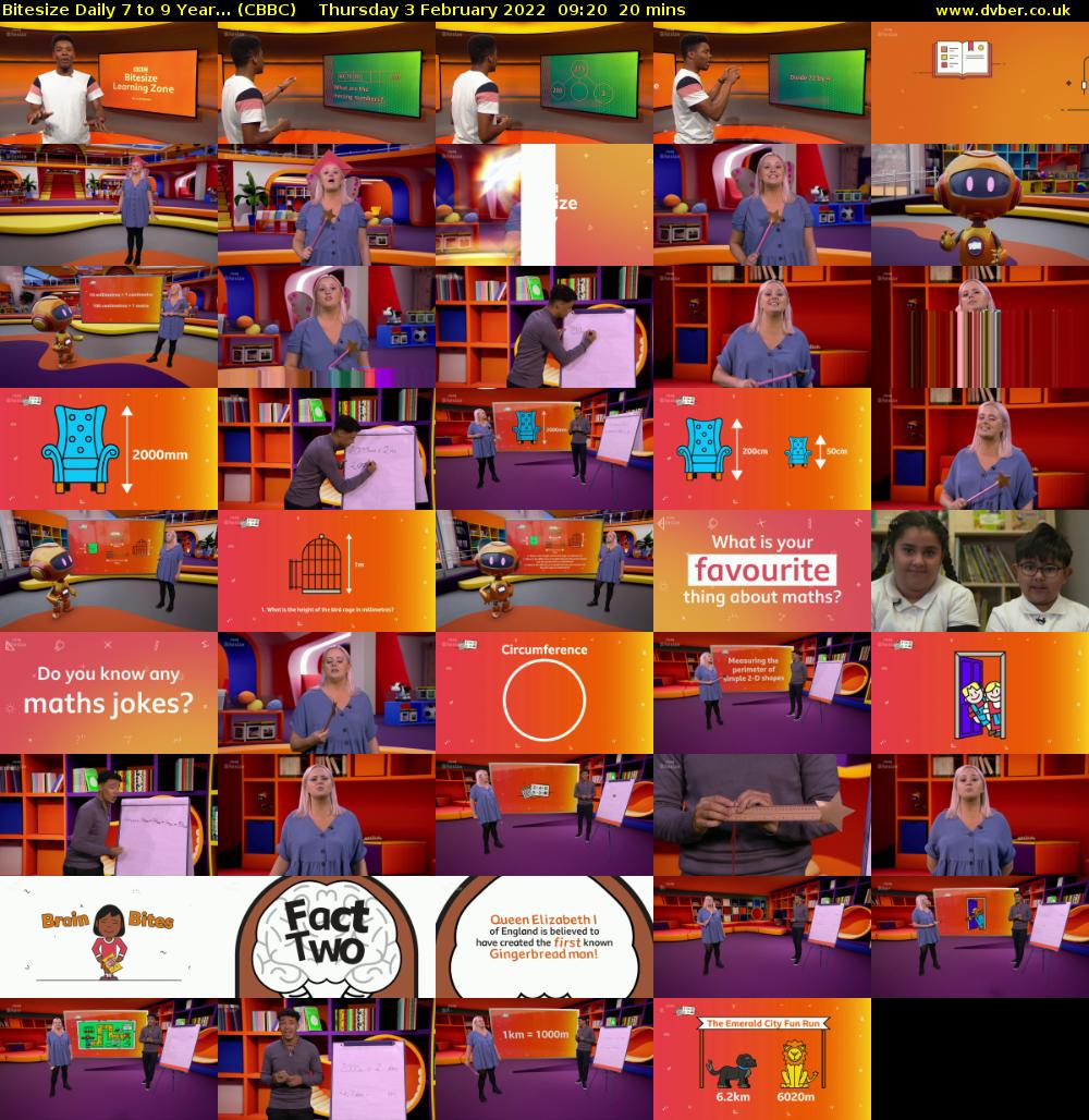 Bitesize Daily 7 to 9 Year... (CBBC) Thursday 3 February 2022 09:20 - 09:40