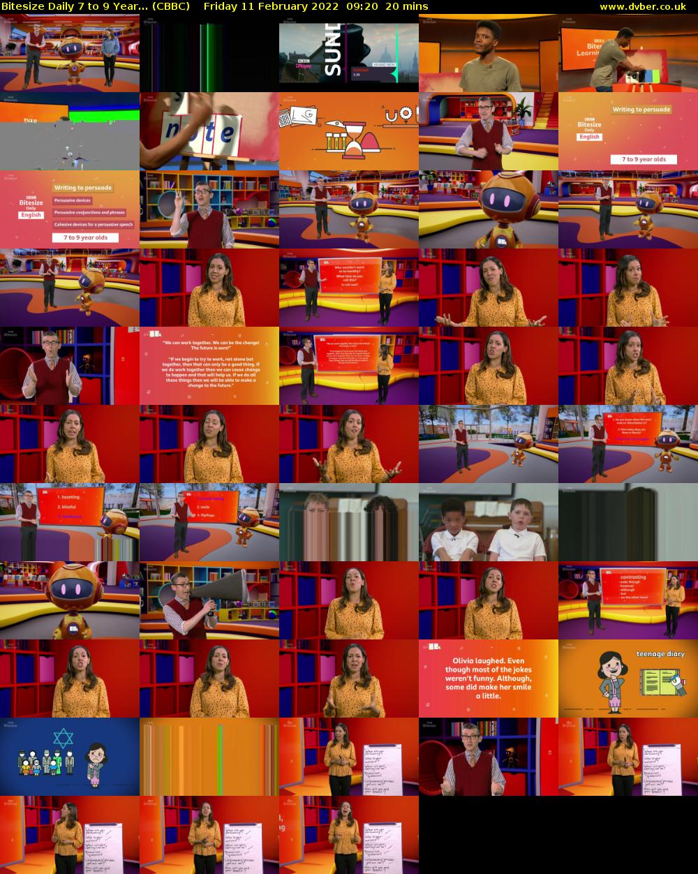 Bitesize Daily 7 to 9 Year... (CBBC) Friday 11 February 2022 09:20 - 09:40