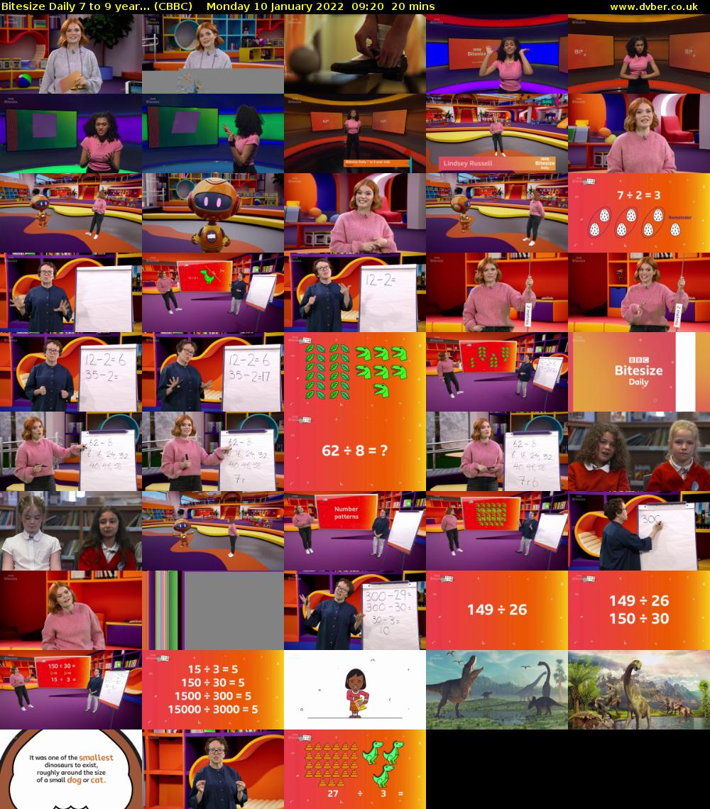 Bitesize Daily 7 to 9 year... (CBBC) Monday 10 January 2022 09:20 - 09:40