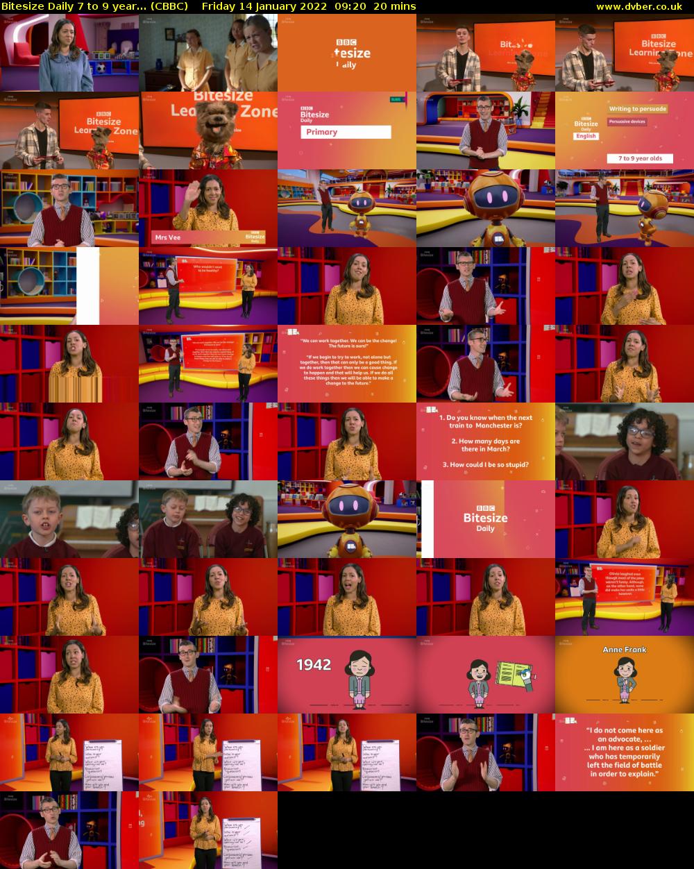 Bitesize Daily 7 to 9 year... (CBBC) Friday 14 January 2022 09:20 - 09:40