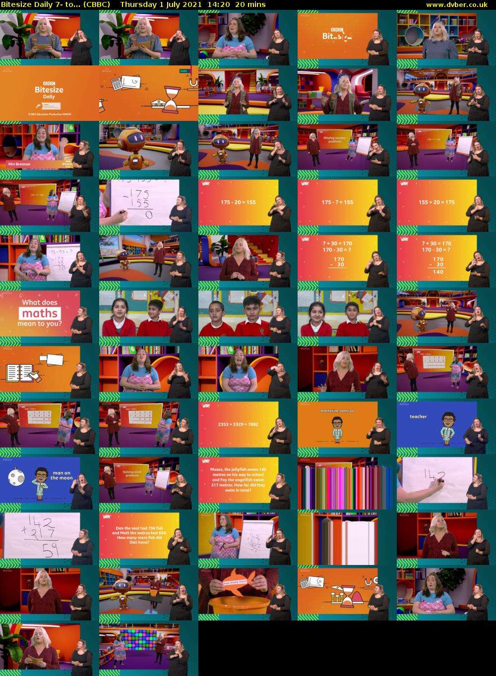 Bitesize Daily 7- to... (CBBC) Thursday 1 July 2021 14:20 - 14:40