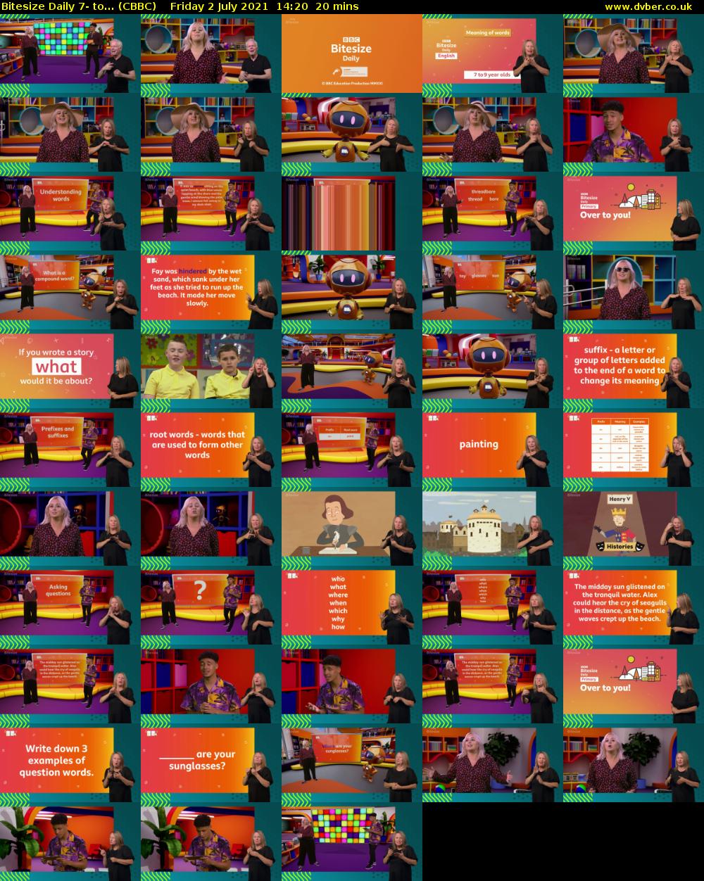 Bitesize Daily 7- to... (CBBC) Friday 2 July 2021 14:20 - 14:40
