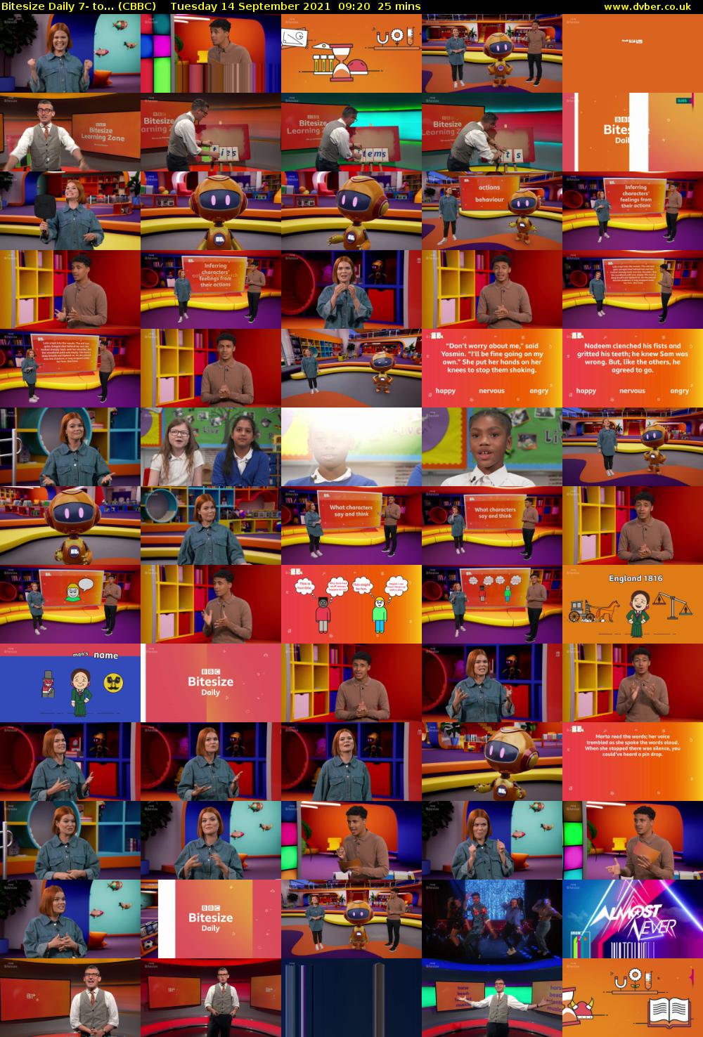 Bitesize Daily 7- to... (CBBC) Tuesday 14 September 2021 09:20 - 09:45