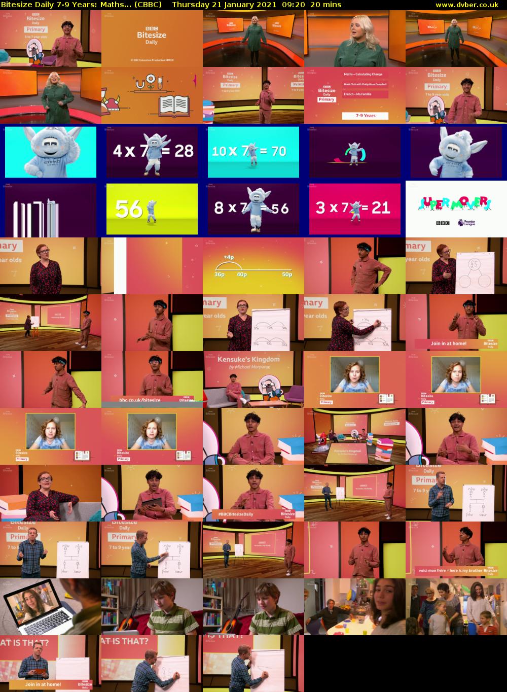 Bitesize Daily 7-9 Years: Maths... (CBBC) Thursday 21 January 2021 09:20 - 09:40